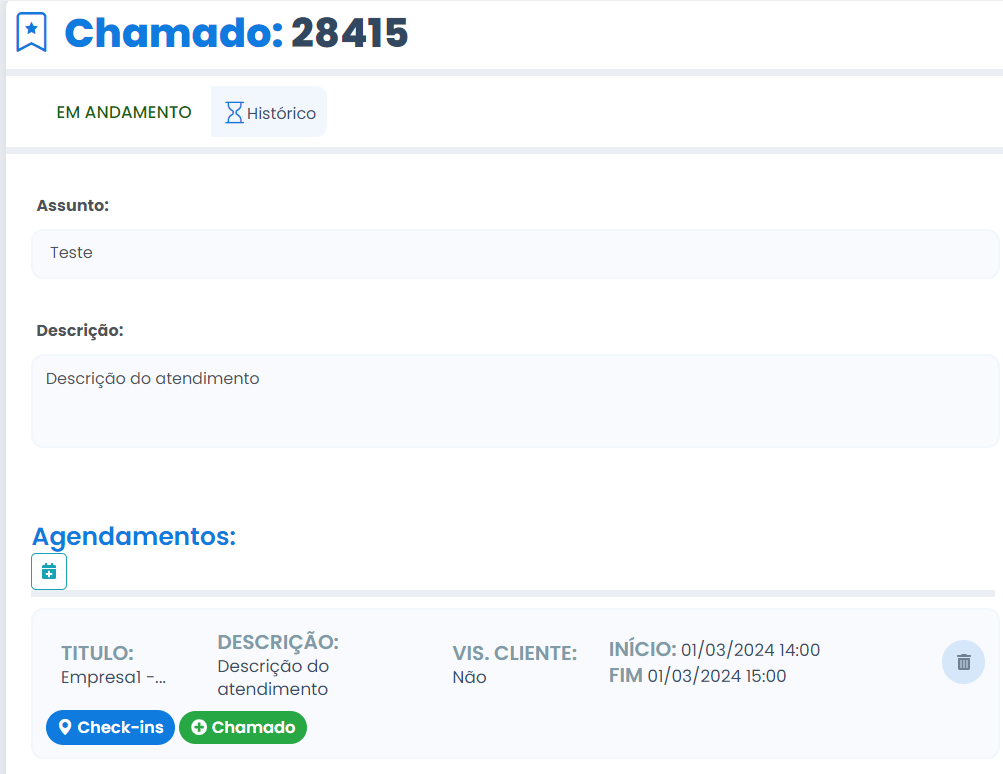 agendamento nos chamados
