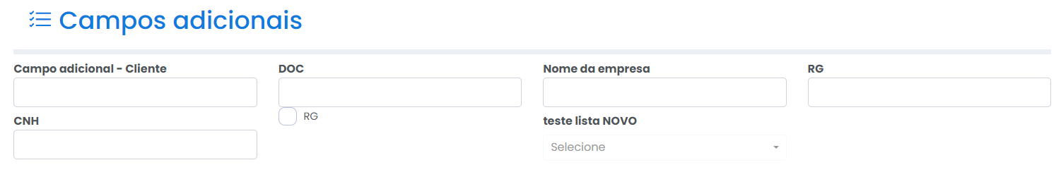 campos adicionais cliente