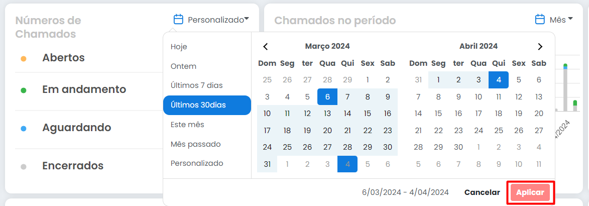 campo personalização de datas