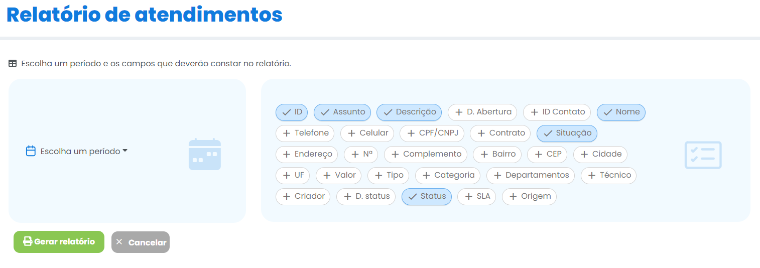 relatório de atendimento