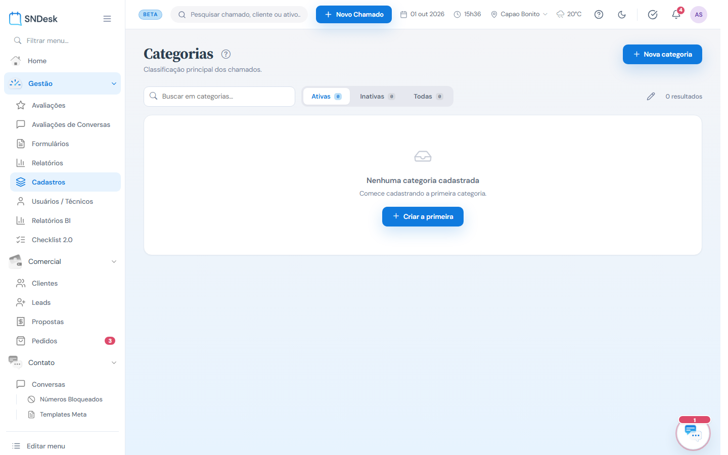 Categorias de chamado