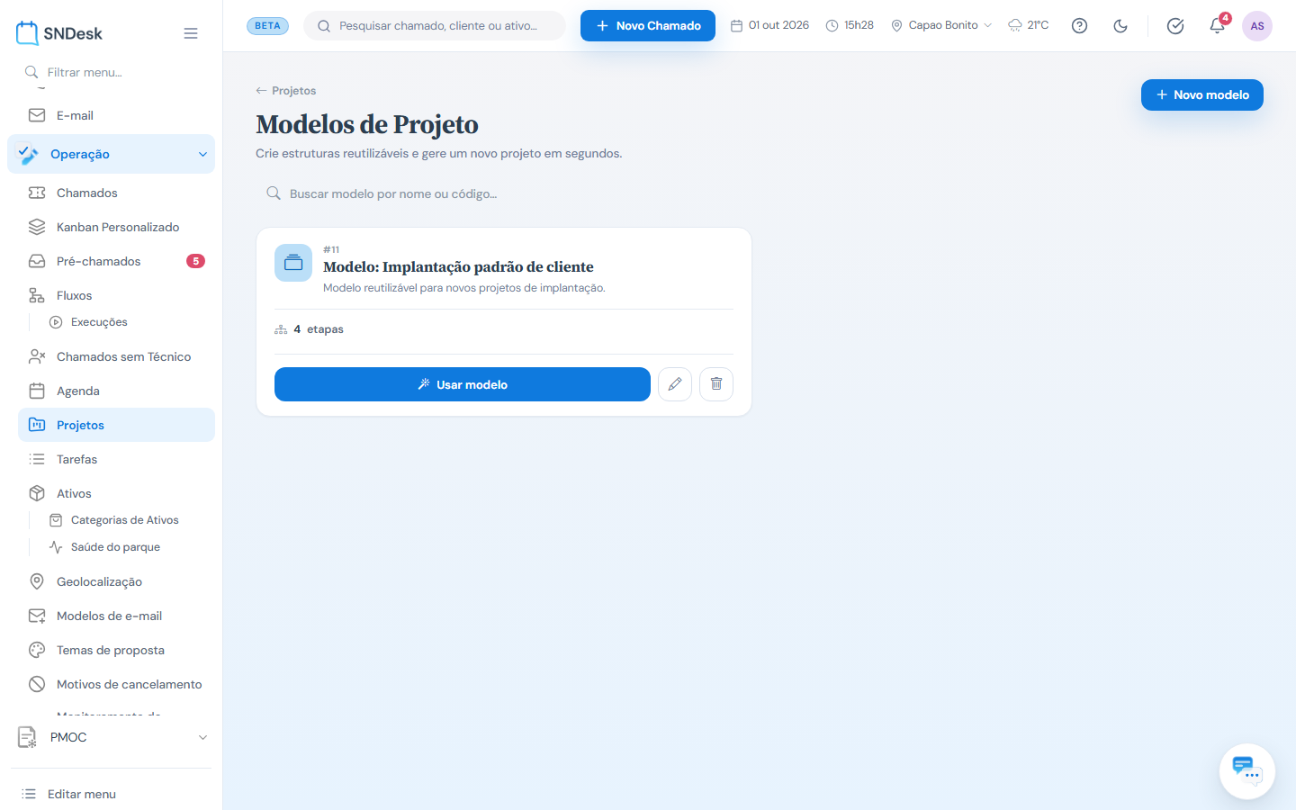 Modelos de projeto prontos para usar